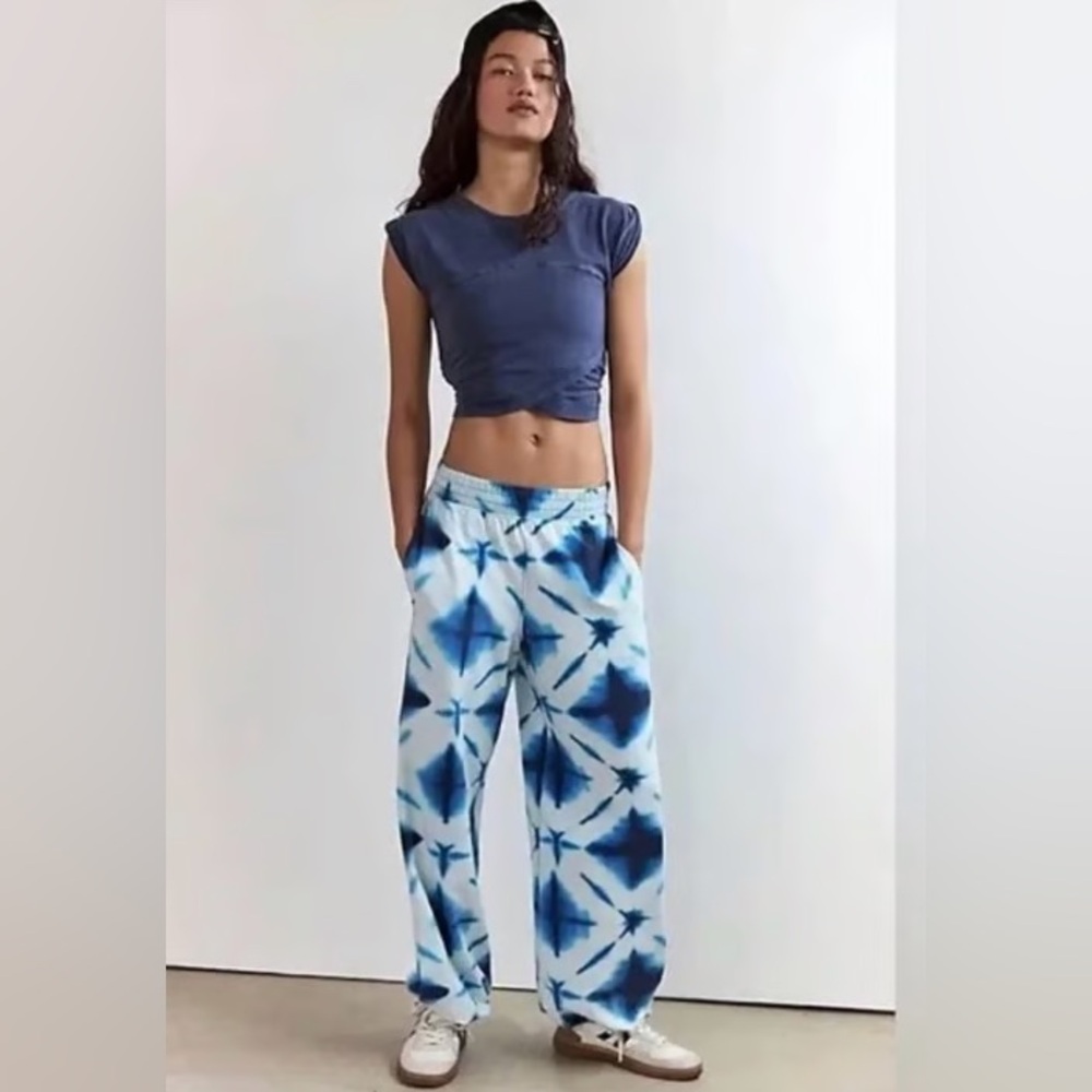 Free People Hot Shot Set Blue Tie-Dye Women's Pants